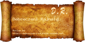 Debreczeni Rajnald névjegykártya